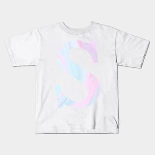 The Letter S Blue and Pink Marble Kids T-Shirt